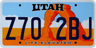 UT license plate Z702BJ