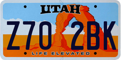 UT license plate Z702BK