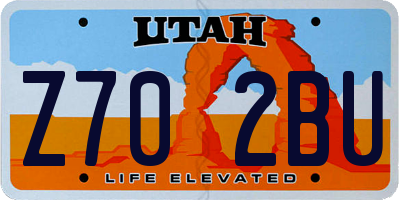 UT license plate Z702BU