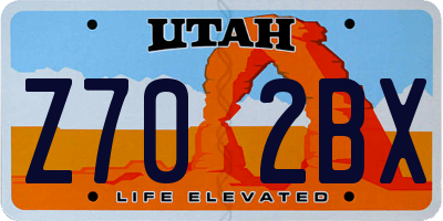 UT license plate Z702BX