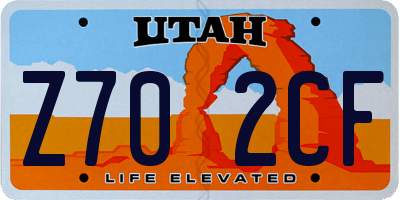 UT license plate Z702CF