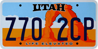 UT license plate Z702CP