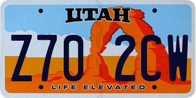 UT license plate Z702CW