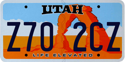 UT license plate Z702CZ