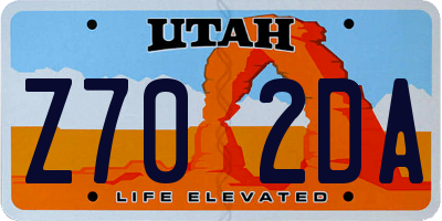 UT license plate Z702DA