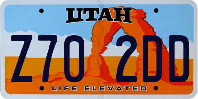 UT license plate Z702DD