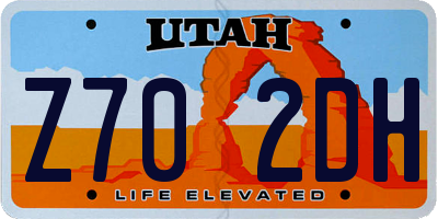UT license plate Z702DH