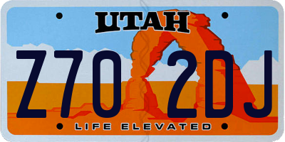 UT license plate Z702DJ