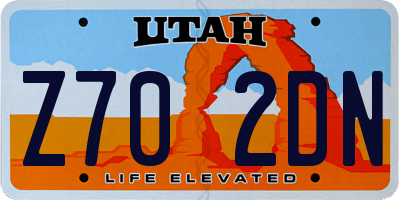 UT license plate Z702DN