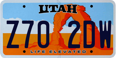 UT license plate Z702DW