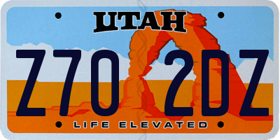 UT license plate Z702DZ