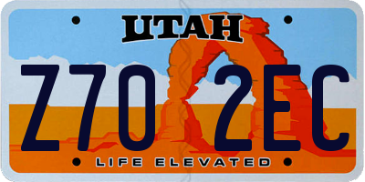 UT license plate Z702EC