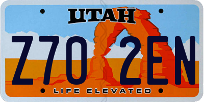 UT license plate Z702EN