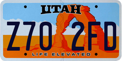 UT license plate Z702FD