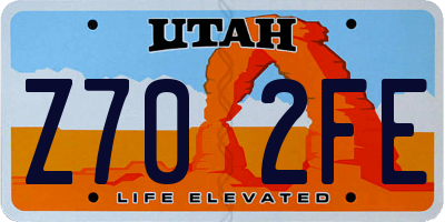 UT license plate Z702FE