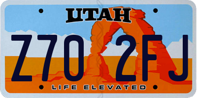 UT license plate Z702FJ