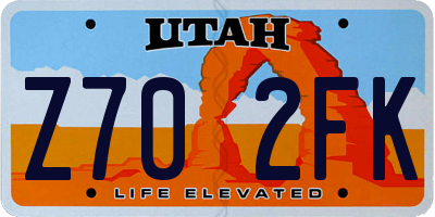 UT license plate Z702FK