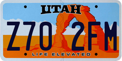 UT license plate Z702FM