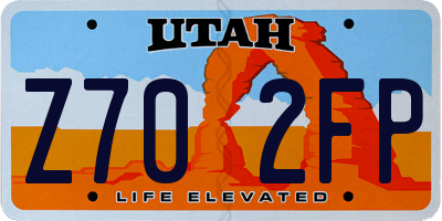 UT license plate Z702FP