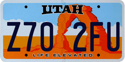 UT license plate Z702FU