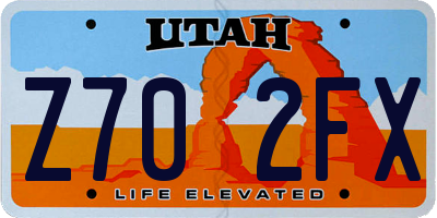 UT license plate Z702FX