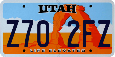 UT license plate Z702FZ