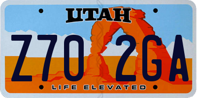 UT license plate Z702GA