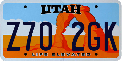 UT license plate Z702GK