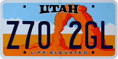 UT license plate Z702GL
