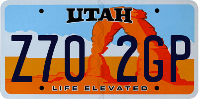 UT license plate Z702GP