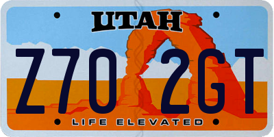 UT license plate Z702GT