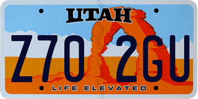 UT license plate Z702GU