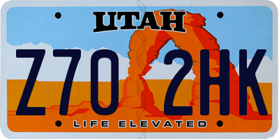 UT license plate Z702HK
