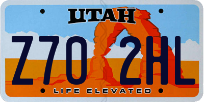 UT license plate Z702HL
