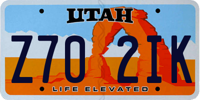 UT license plate Z702IK