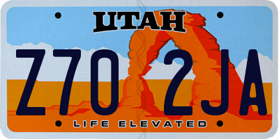 UT license plate Z702JA