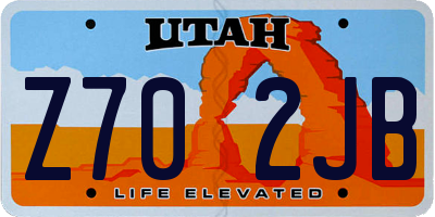 UT license plate Z702JB