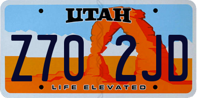 UT license plate Z702JD