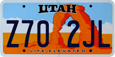 UT license plate Z702JL