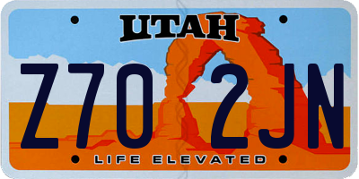 UT license plate Z702JN
