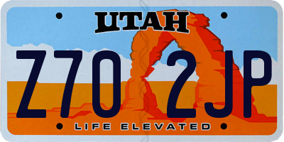 UT license plate Z702JP