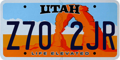 UT license plate Z702JR