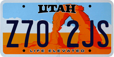 UT license plate Z702JS