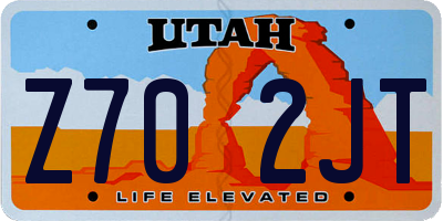 UT license plate Z702JT