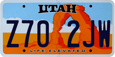 UT license plate Z702JW