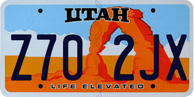 UT license plate Z702JX