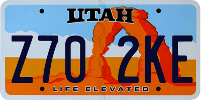UT license plate Z702KE