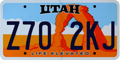 UT license plate Z702KJ