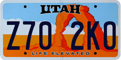 UT license plate Z702KO