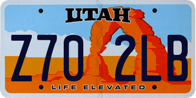 UT license plate Z702LB